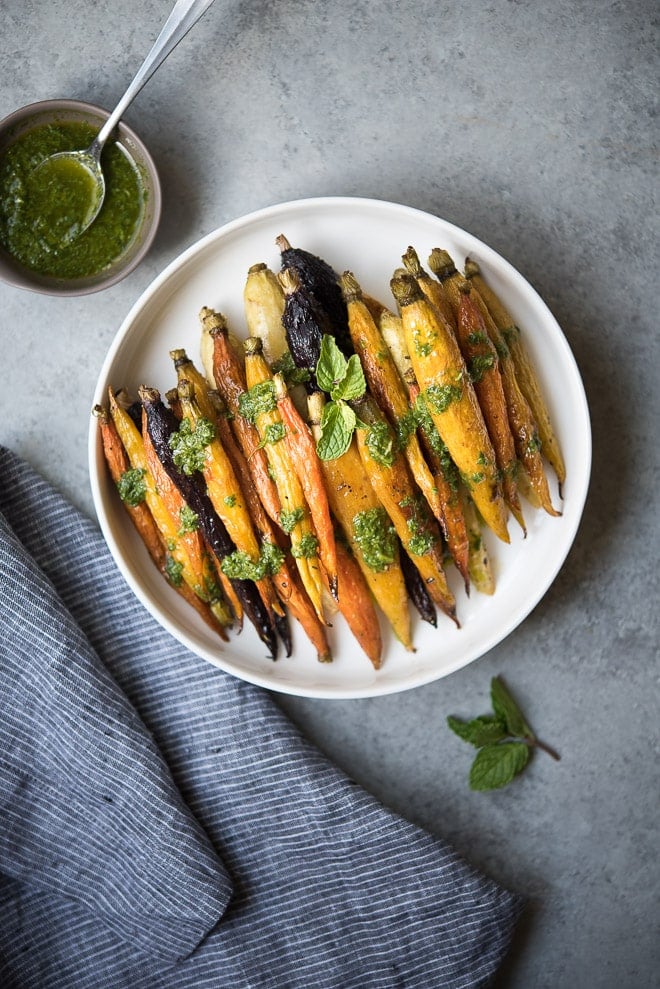 Oven Roasted Carrots w- Cilantro Mint Sauce