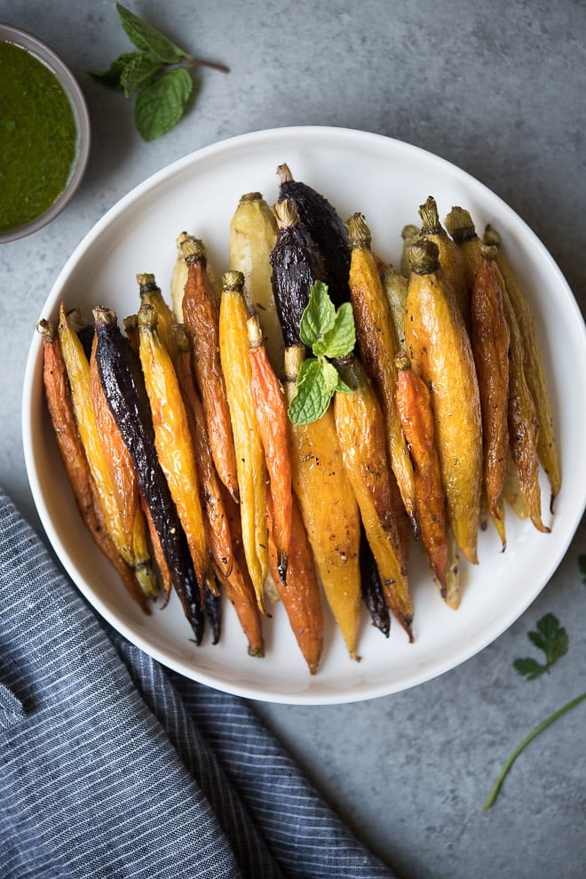 Oven Roasted Carrots w- Cilantro Mint Sauce