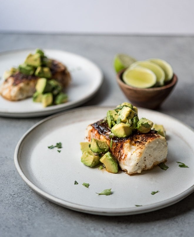Spice Roasted Halibut w- Avocado Salsa