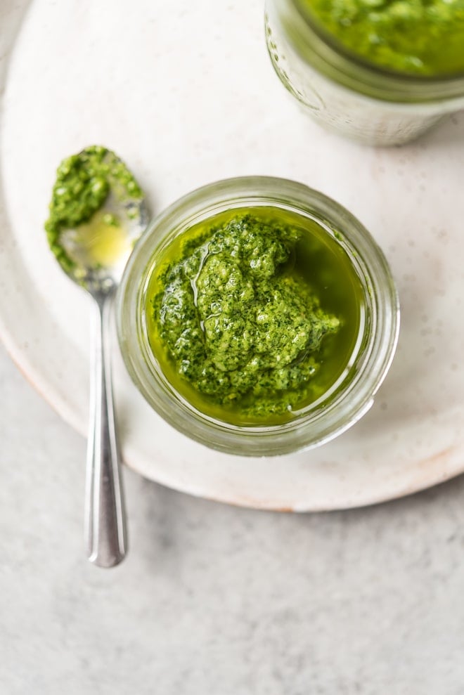 Grilled Flank Steak w/ Spinach Pesto