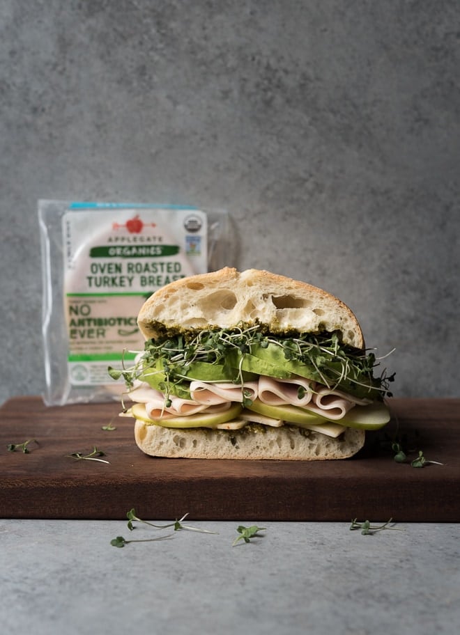Turkey, Cheese & Avocado w/ Greens Sandwich