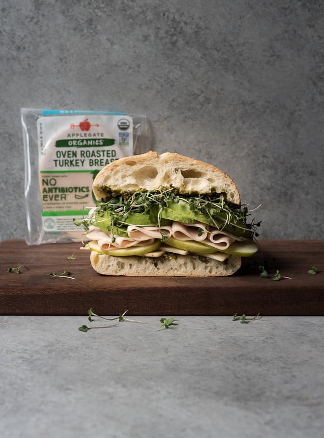 Turkey, Cheese & Avocado w/ Greens Sandwich