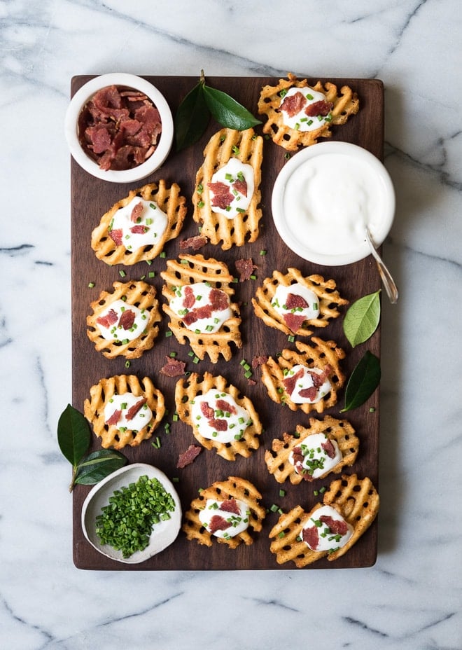 Waffle Fry Baked Potato Bites