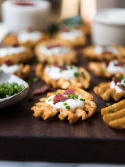 Waffle Fry Baked Potato Bites