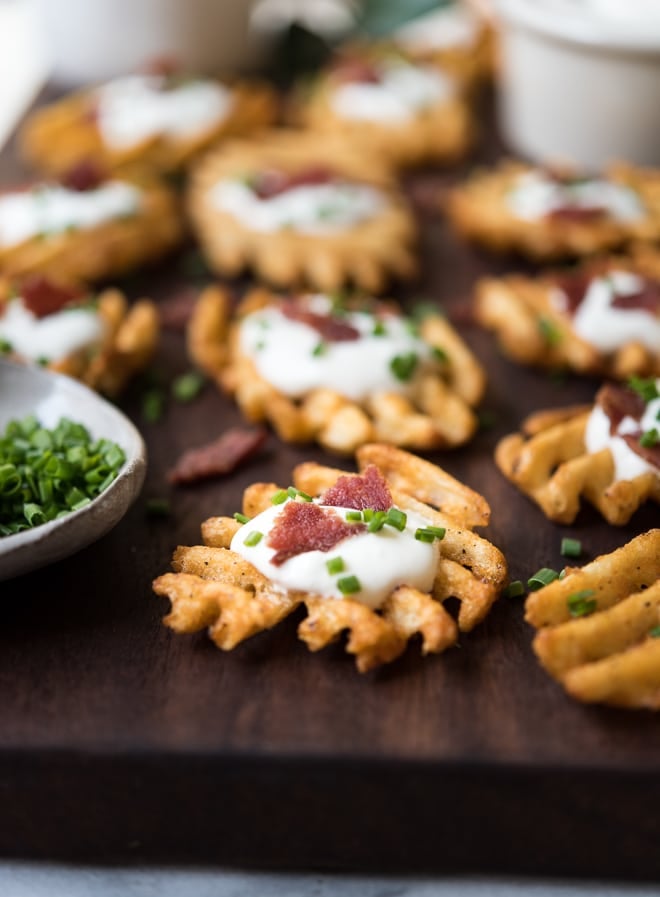 Waffle Fry Baked Potato Bites