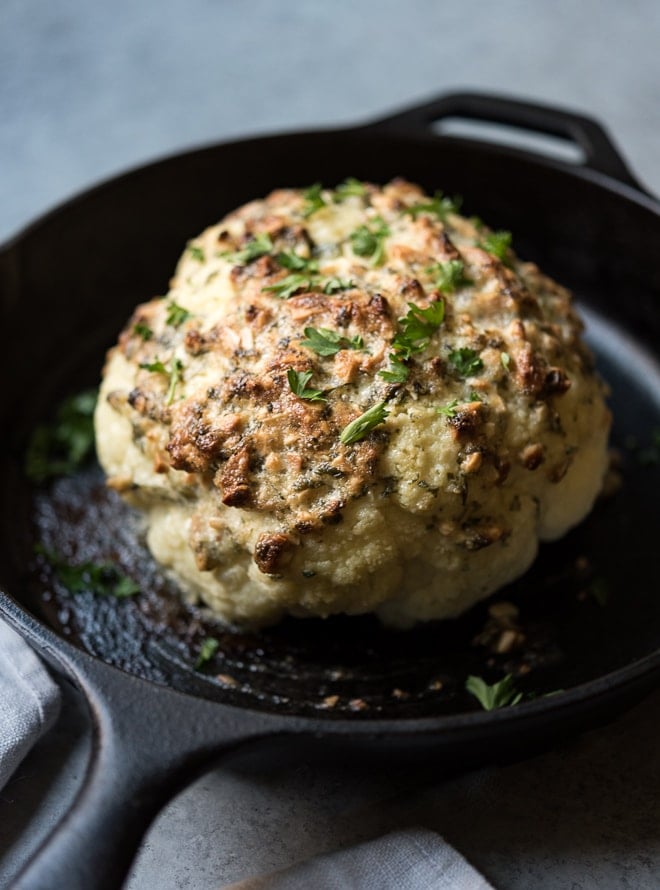 Almond Crusted Whole Roasted Cauliflower