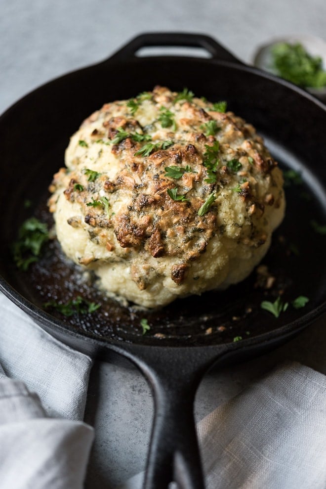 Almond Crusted Whole Roasted Cauliflower