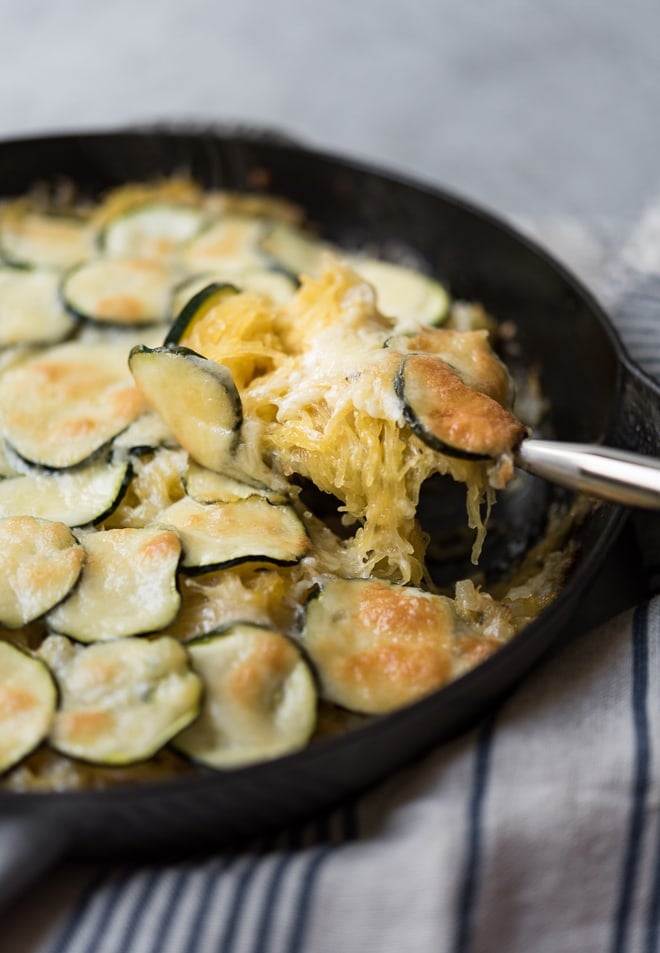 Cheesy Spaghetti Squash Zucchini Bake