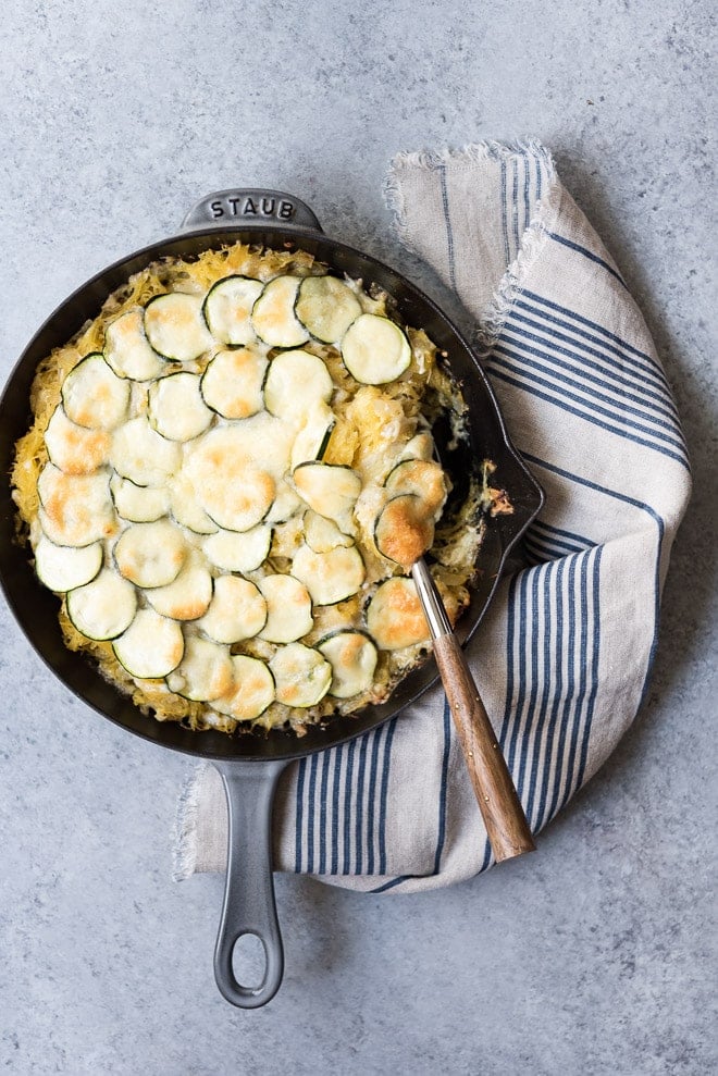 Cheesy Spaghetti Squash Zucchini Bake