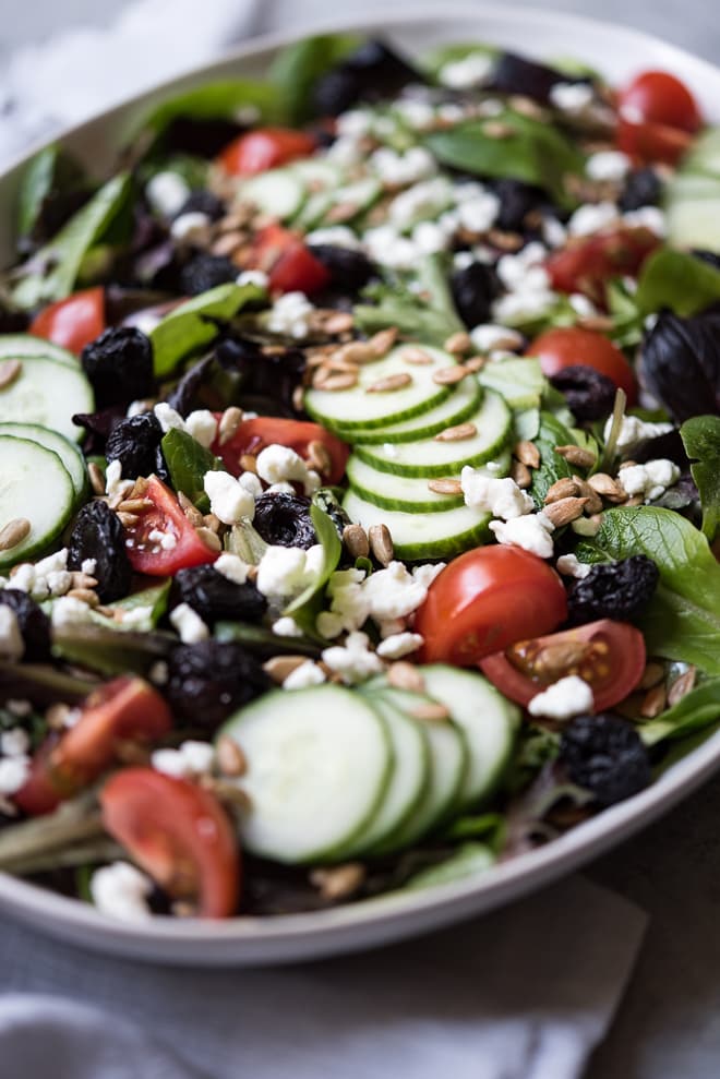 close up of salad ingredients