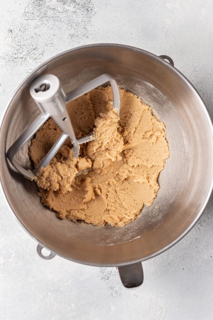 cookie dough in a mixing bowl