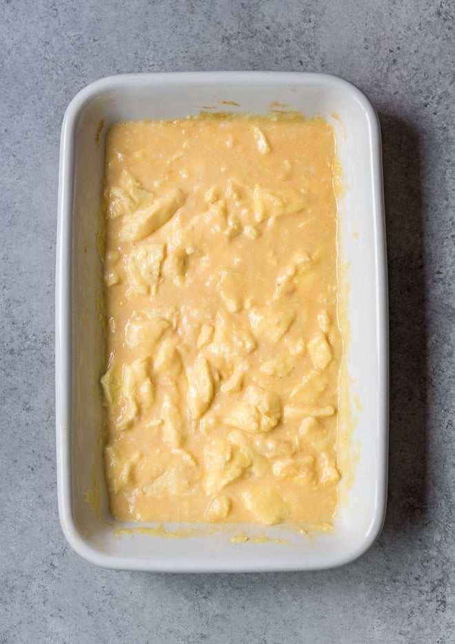 eggs baking in a large white baking dish