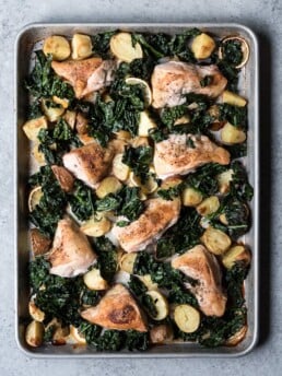 Tuscan Sheet Pan Chicken with Potatoes and Kale