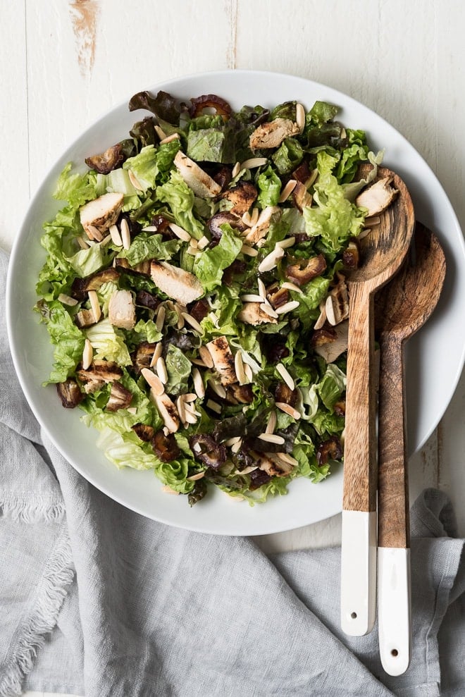 grilled chicken, date, & almond salad