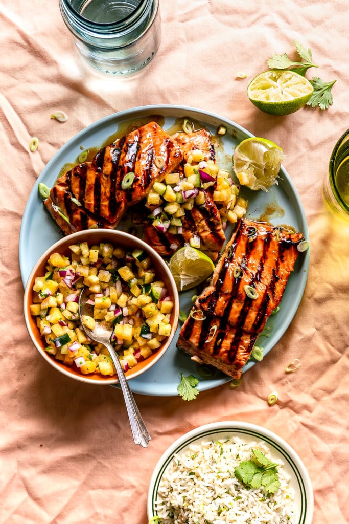 Teriyaki Salmon with Pineapple Salsa