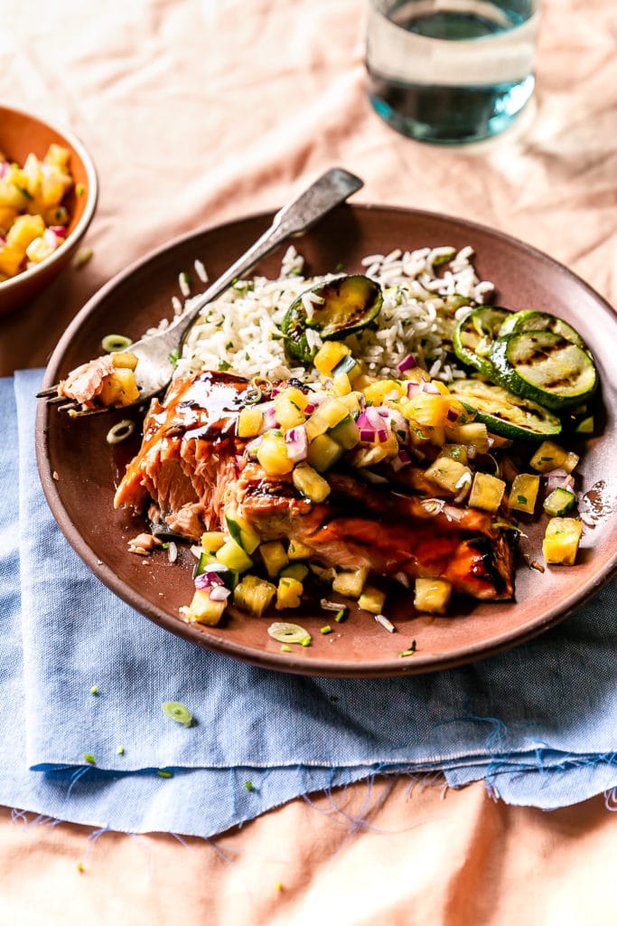 Teriyaki Salmon with Pineapple Salsa