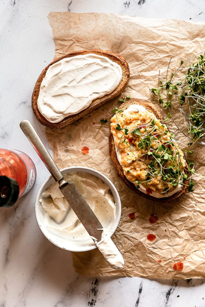 open face breakfast sandwich