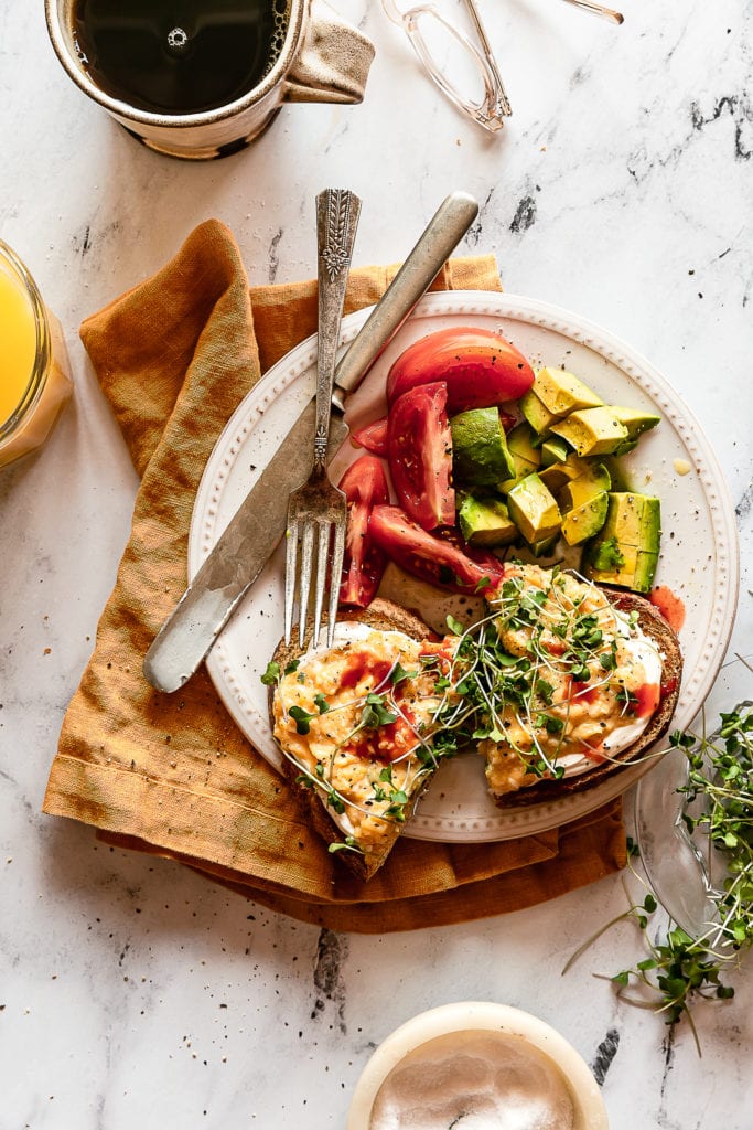 open face breakfast sandwich