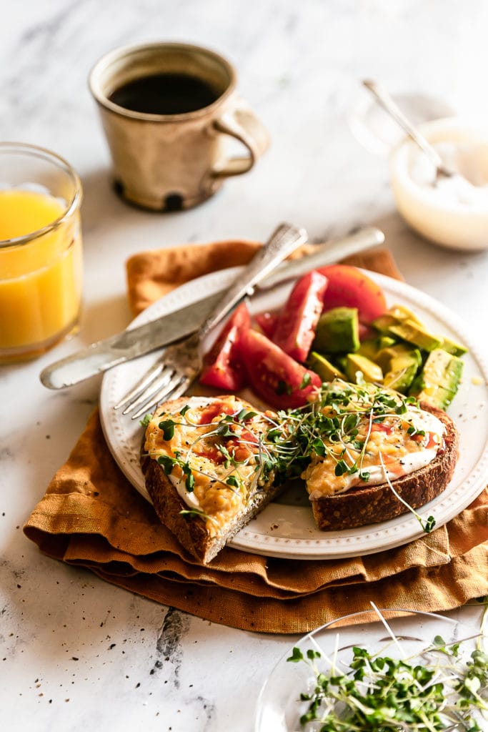 open face breakfast sandwich