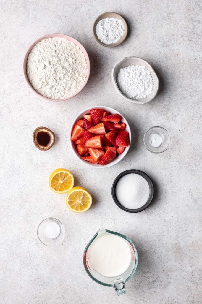 ingredients in bowls on a grey background