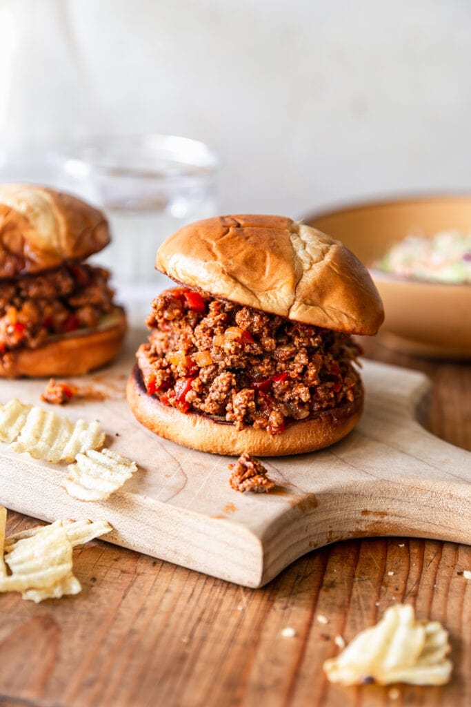 sloppy joes on a burger bun