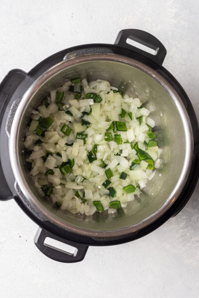 onion and green pepper diced in an instant pot