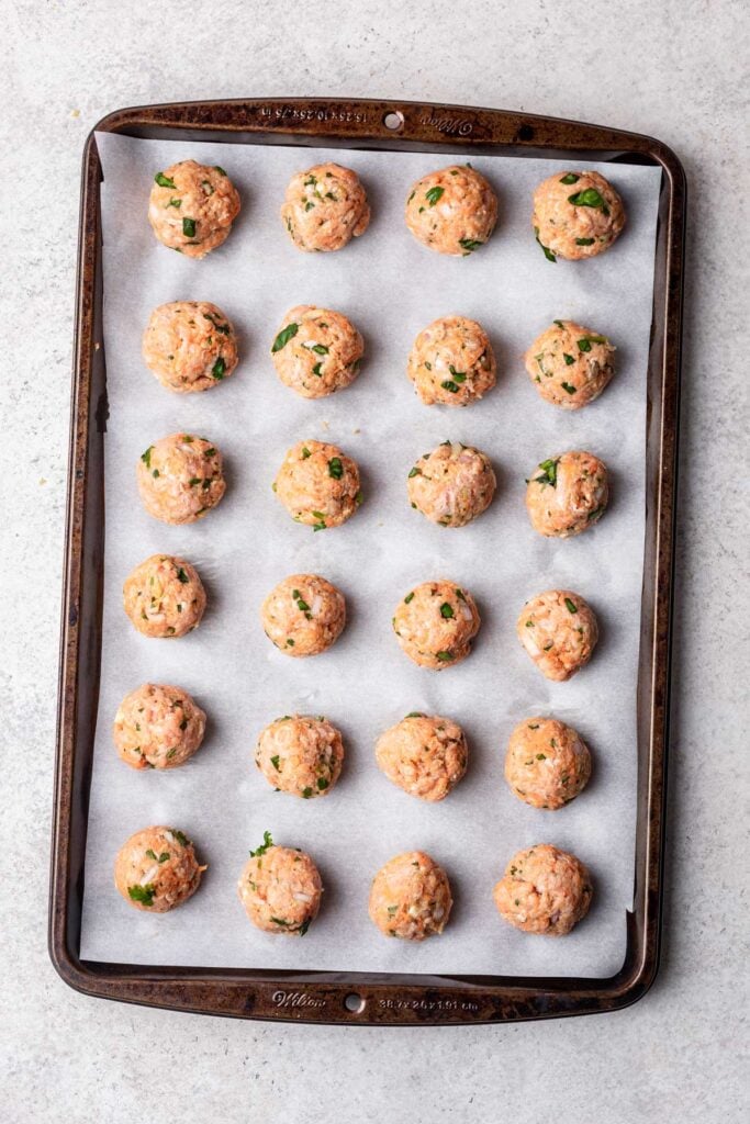 meatballs on a sheet pan