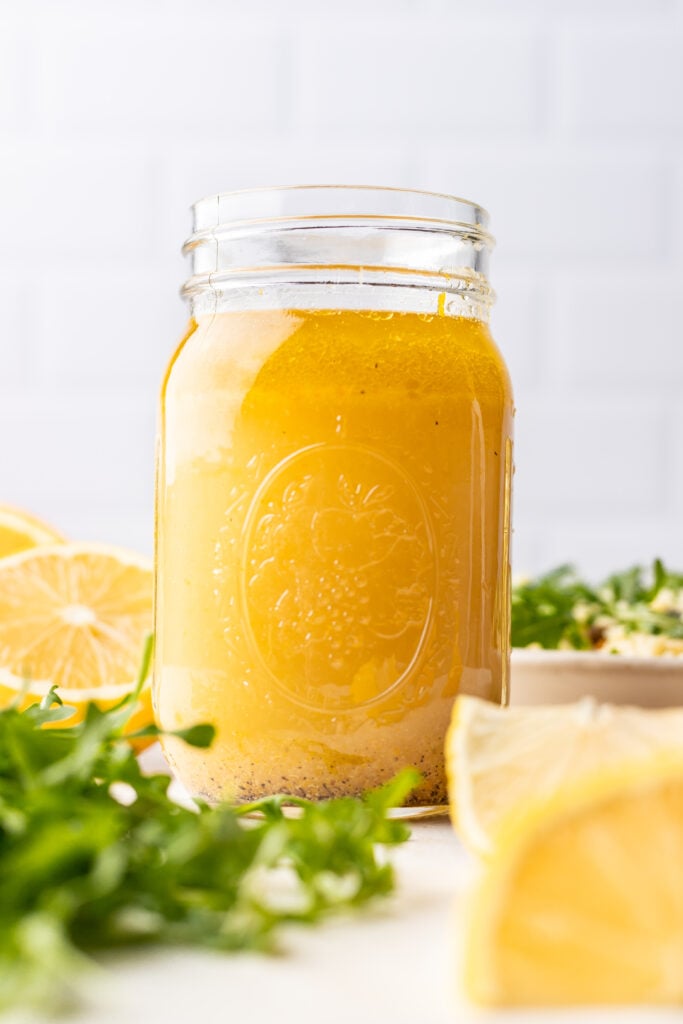 citrus dressing in a large jar