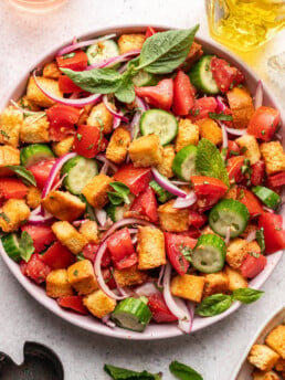 panzanella salad in a bowl