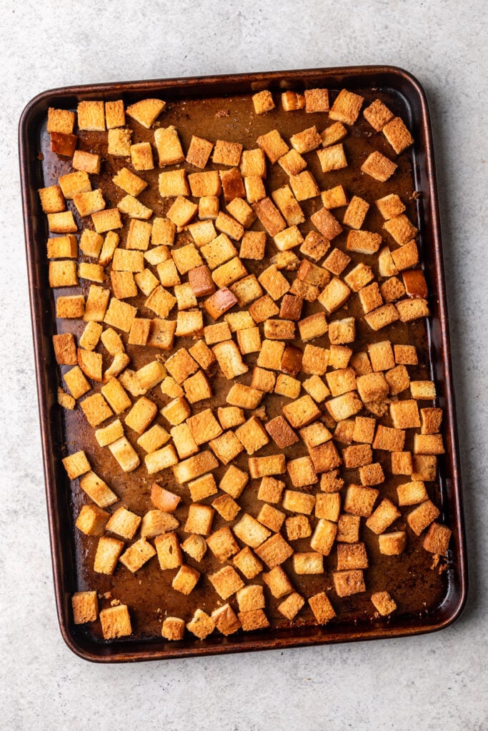 croutons on a sheet pan