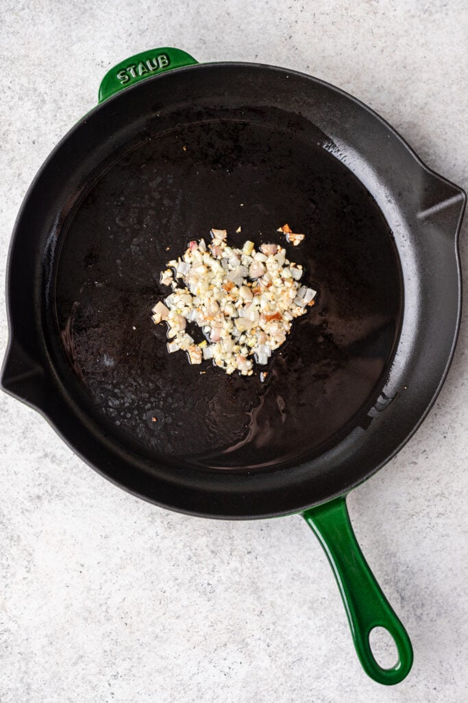 garlic and shallot in a pan