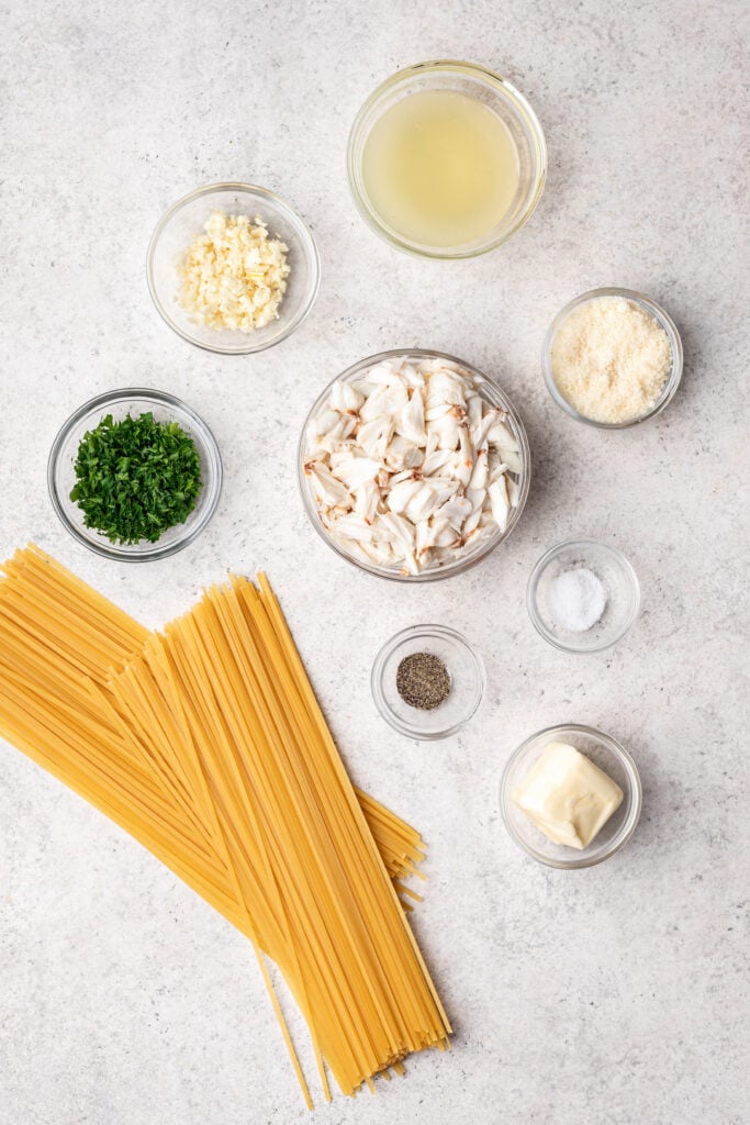 ingredients in bowls on a grey background