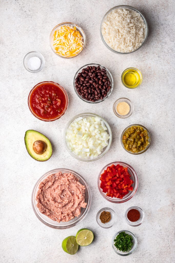 ingredients in bowl on a grey background