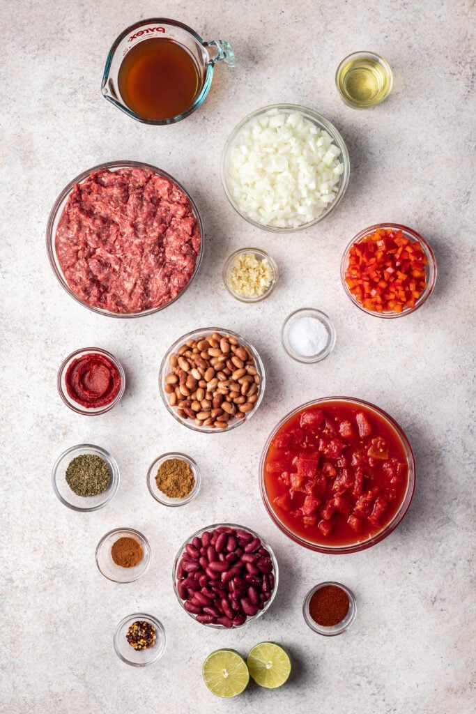 ingredients in bowls on a grey background