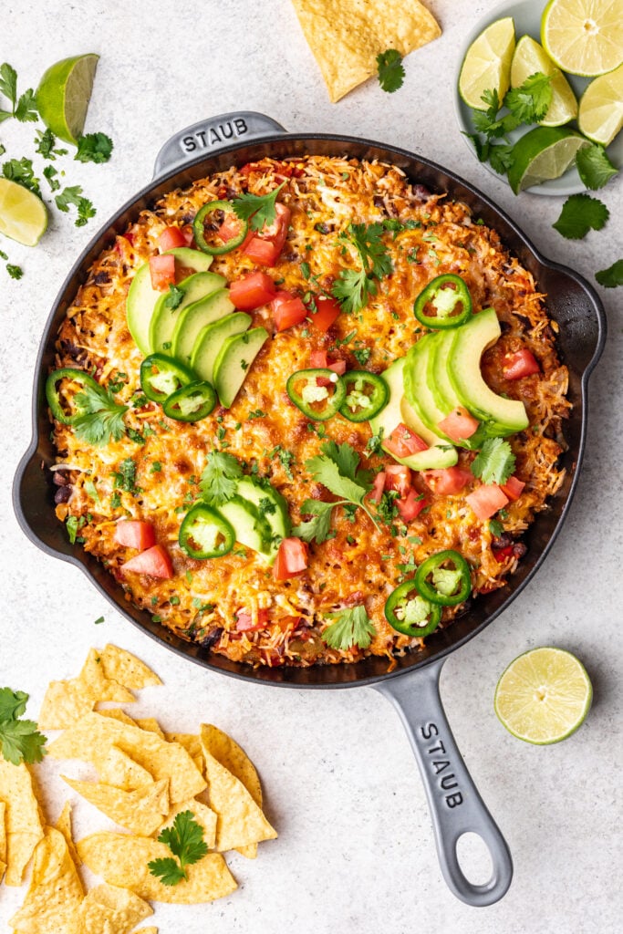 turkey taco rice skillet with avocado