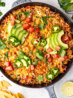 turkey taco rice skillet with avocado
