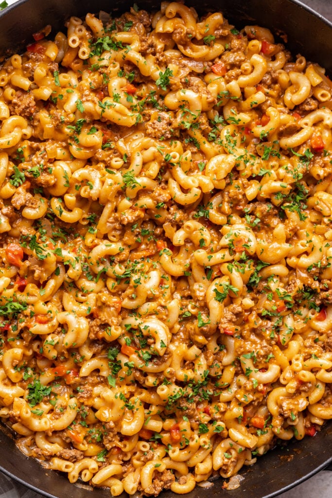 close up of sloppy joe pasta