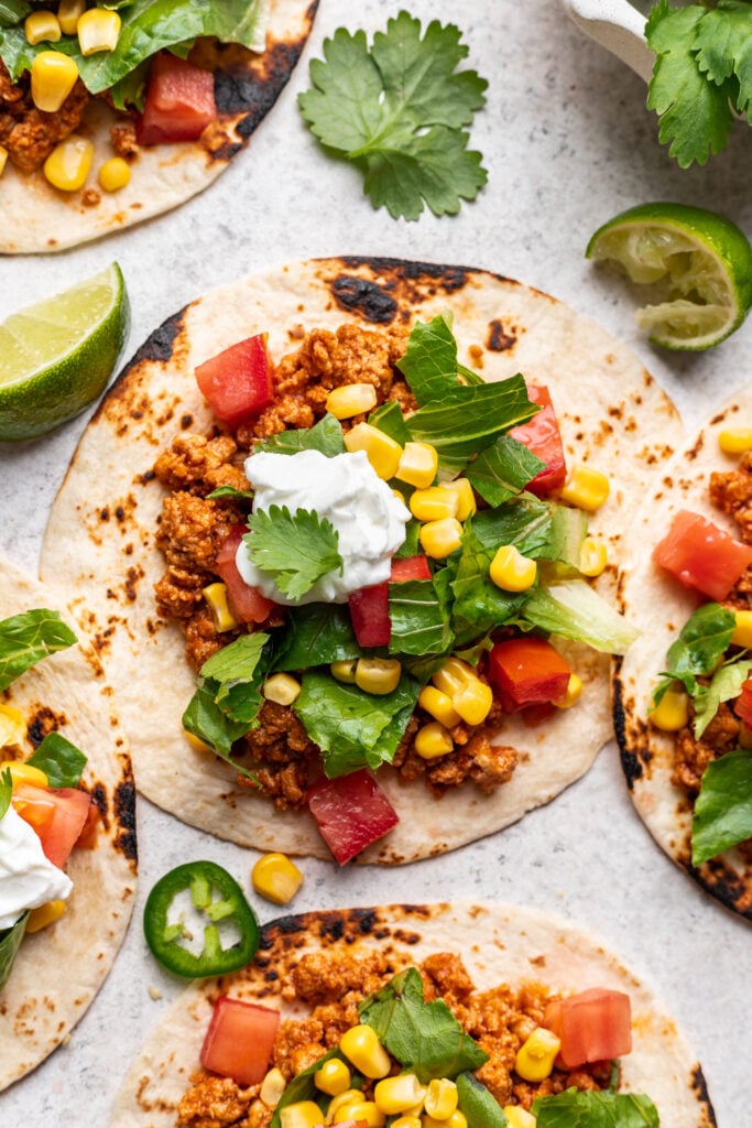 open face taco with garnishes