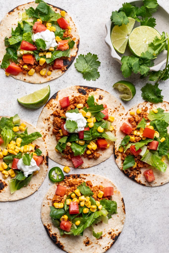 turkey tacos on a board