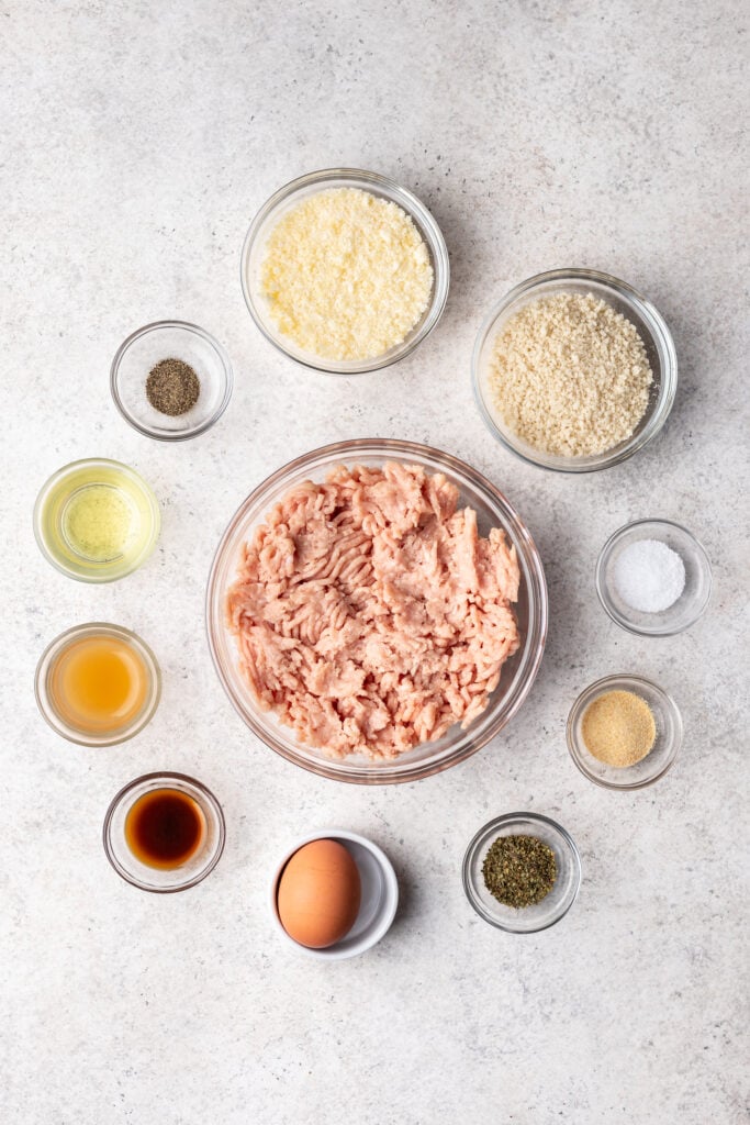 ingredients in bowls on a grey background