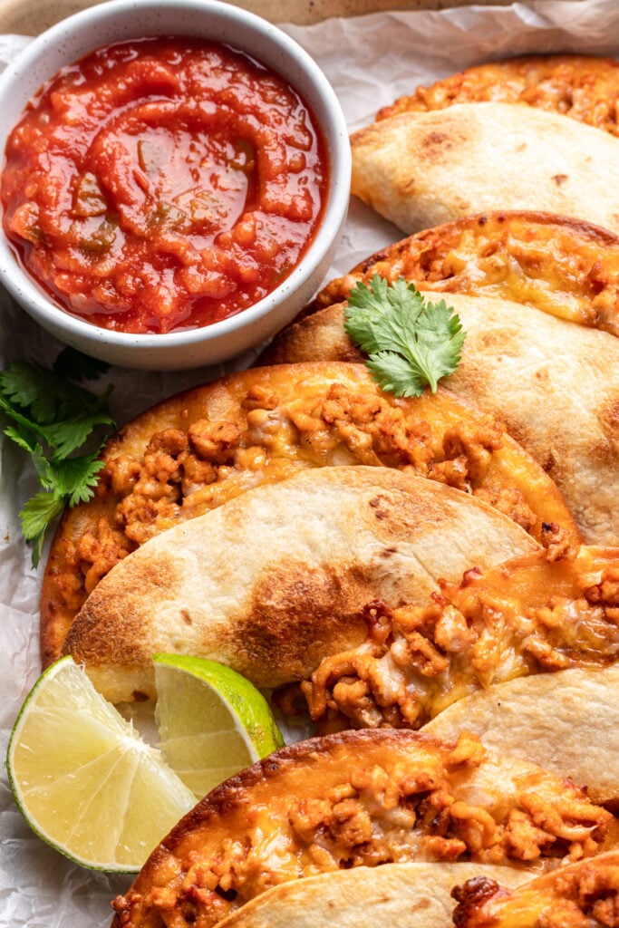 crispy chicken tacos with salsa