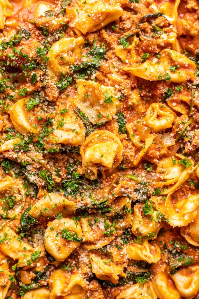tortellini pasta with marinara sauce