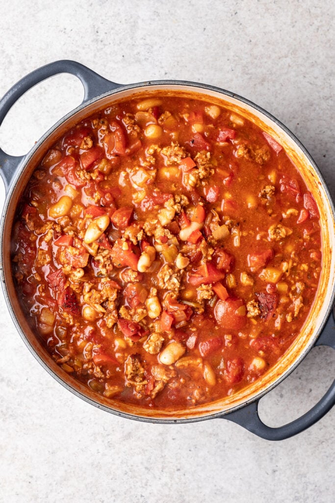 large pot of chili