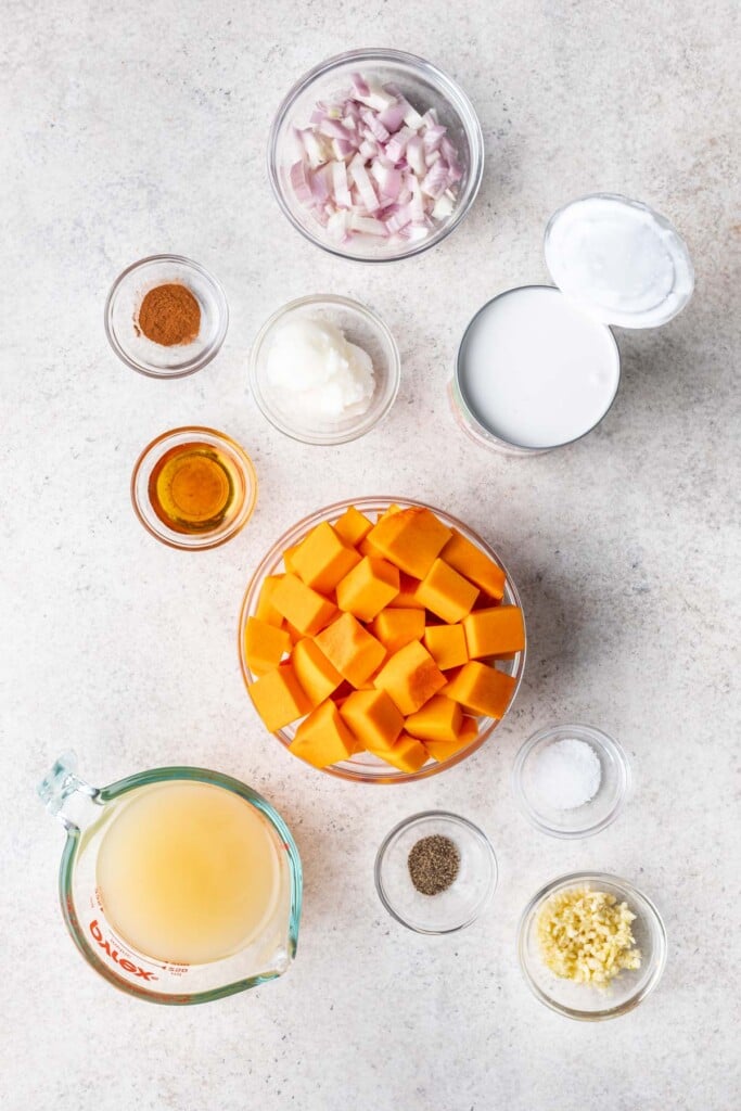 bowls with ingredients on a grey board