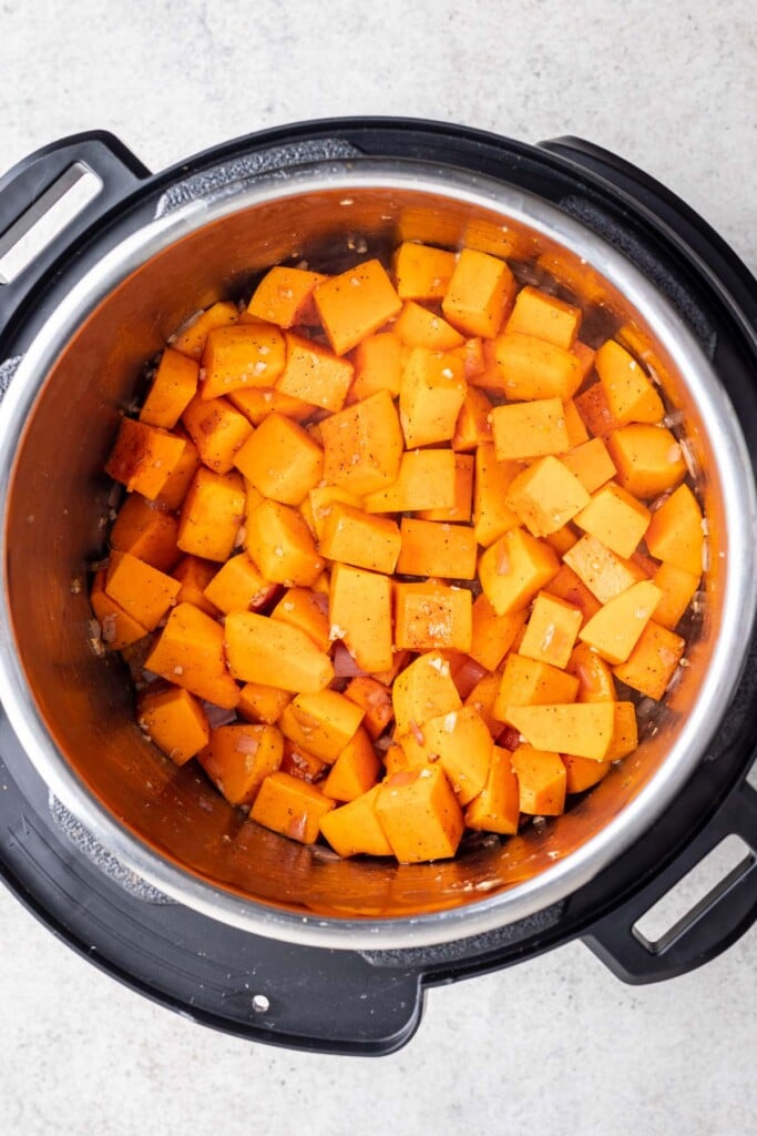 cubed butternut squash in an instant pot
