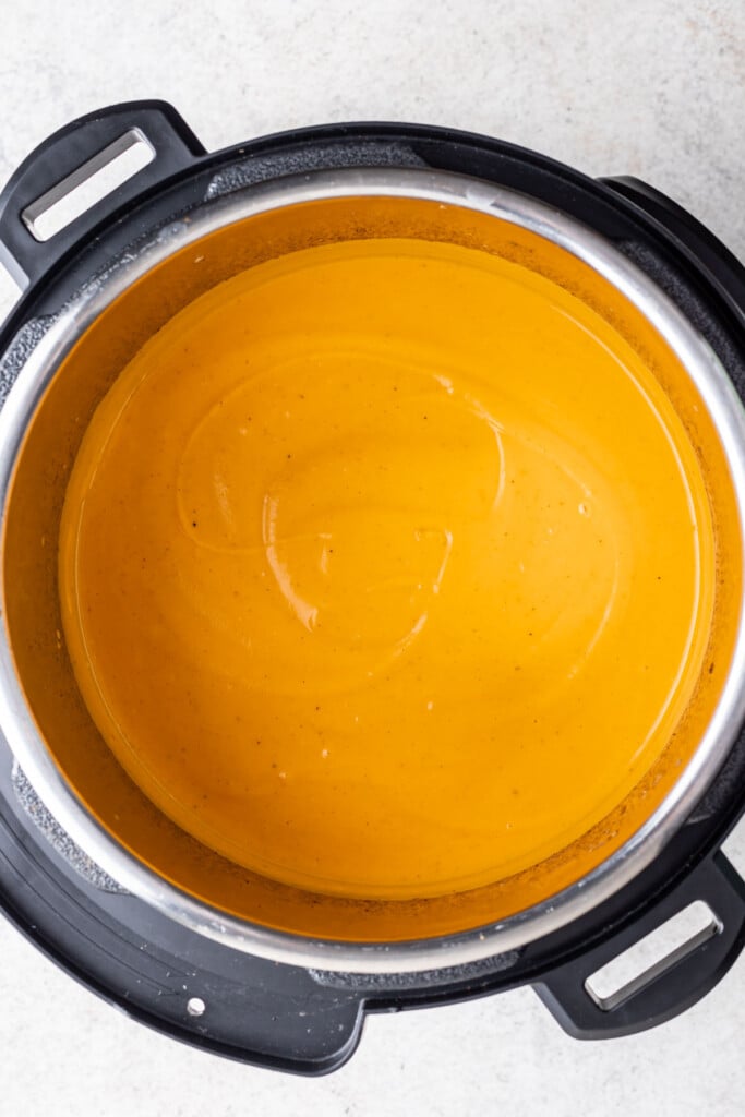 blended butternut squash soup in an instant pot