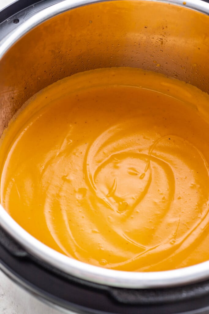 blended butternut squash soup in an instant pot