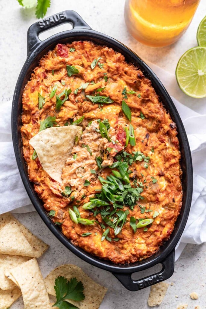 baked chicken dip with a chip