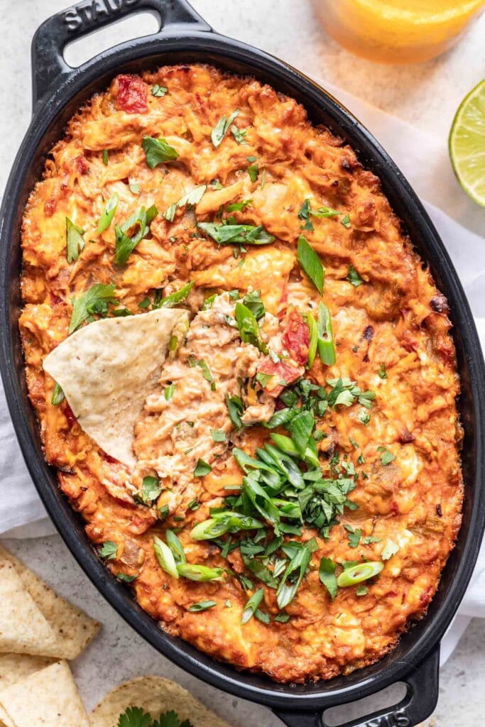 baked chicken dip with a chip