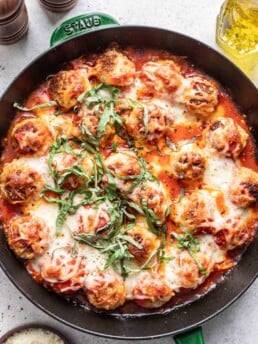baked chicken parmesan meatballs with parsley